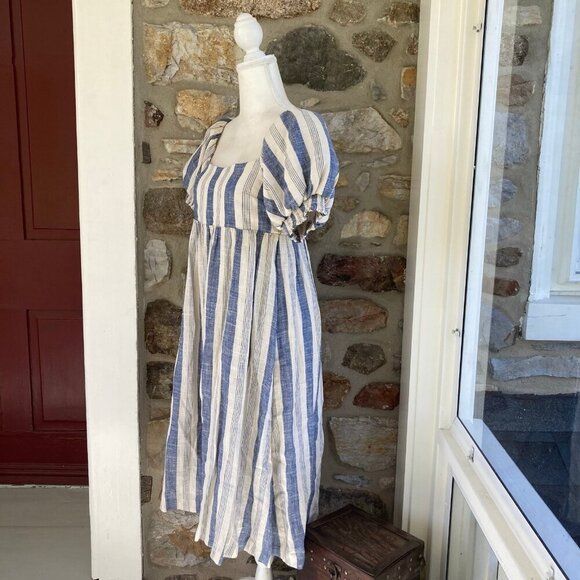 ALICE + OLIVIA BY STACEY BENDET Bauery Puff Sleeved Striped  Midi Dress $375 - Picture 6 of 12